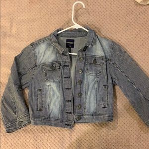 Striped Crop Jean Jacket